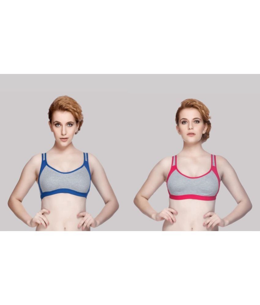     			Kiran Enterprises Multicolor Cotton Non Padded Women's Everyday Bra ( Pack of 2 )