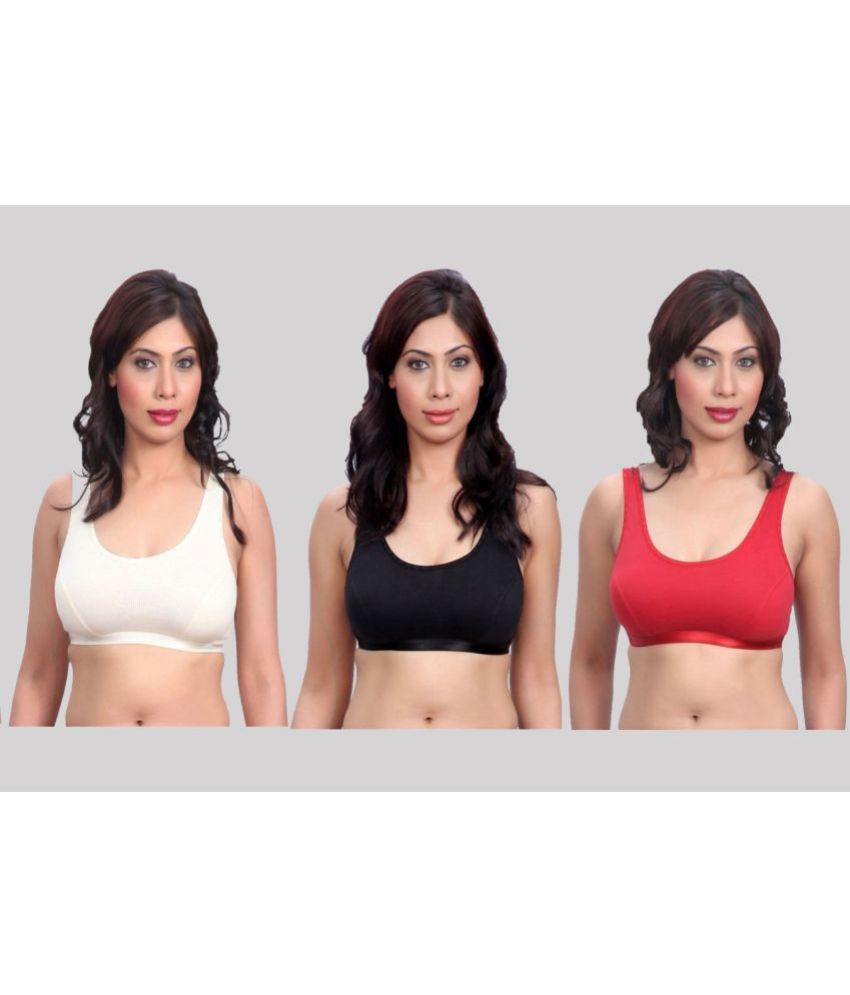     			Kiran Enterprises Multicolor Cotton Non Padded Women's Everyday Bra ( Pack of 3 )