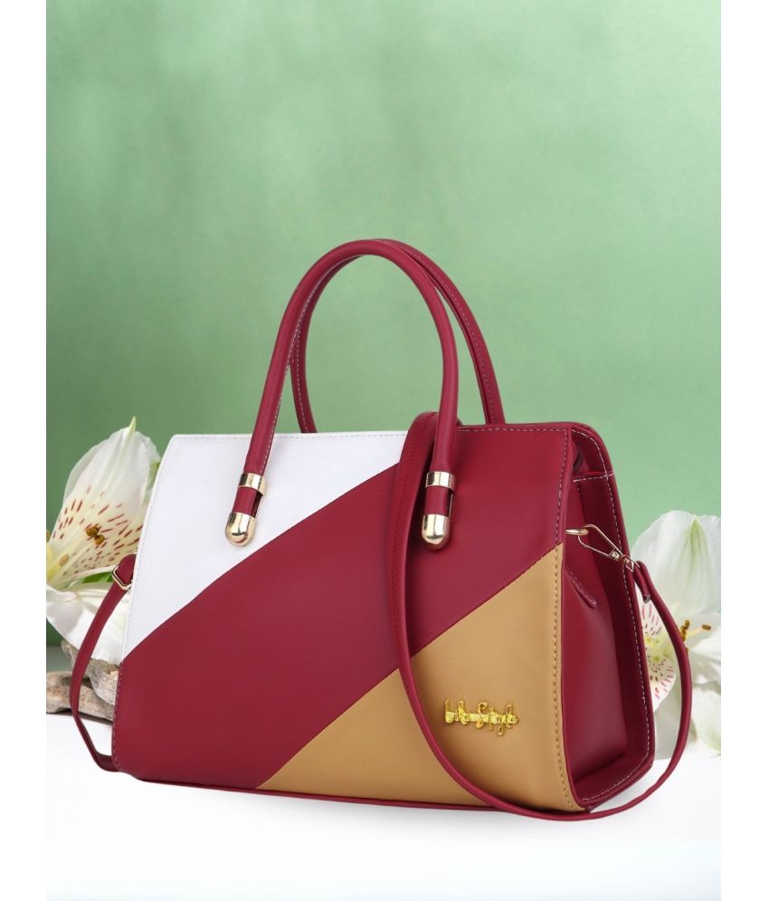     			LIKE STYLE Maroon PU Handheld Bag