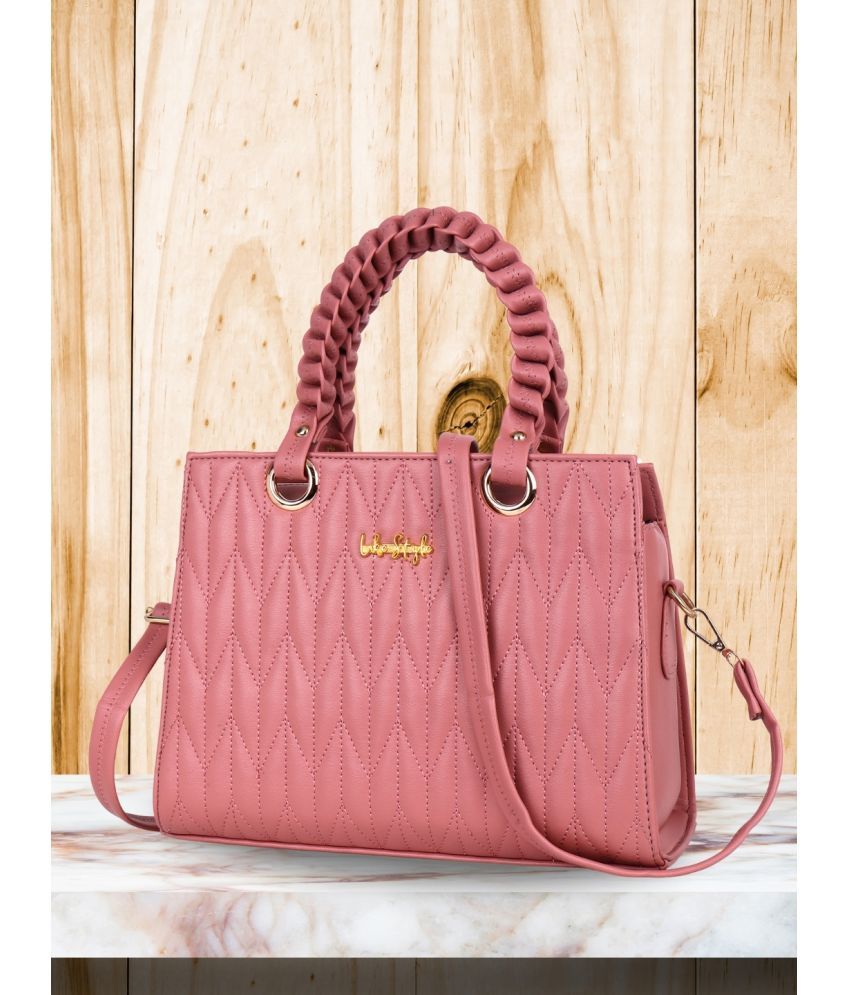     			LIKE STYLE Pink PU Handheld Bag