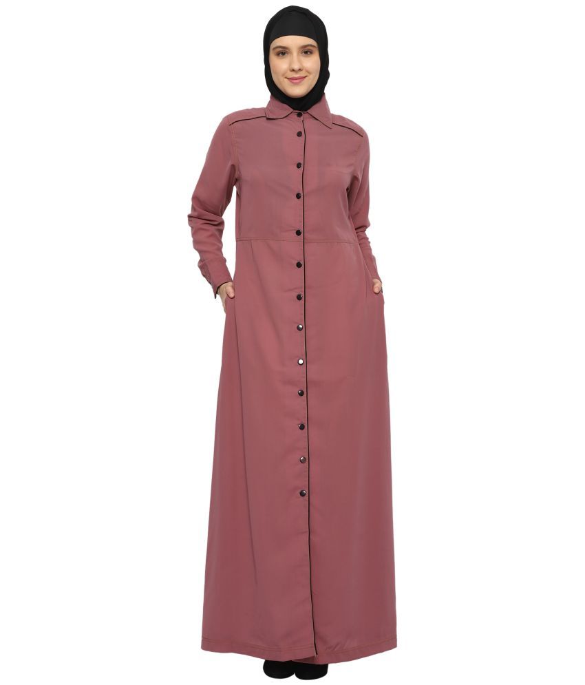     			Momin Libas Rust Polyester Stitched Burqas without Hijab -