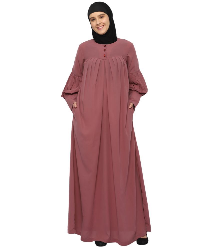     			Momin Libas Rust Polyester Stitched Burqas without Hijab -