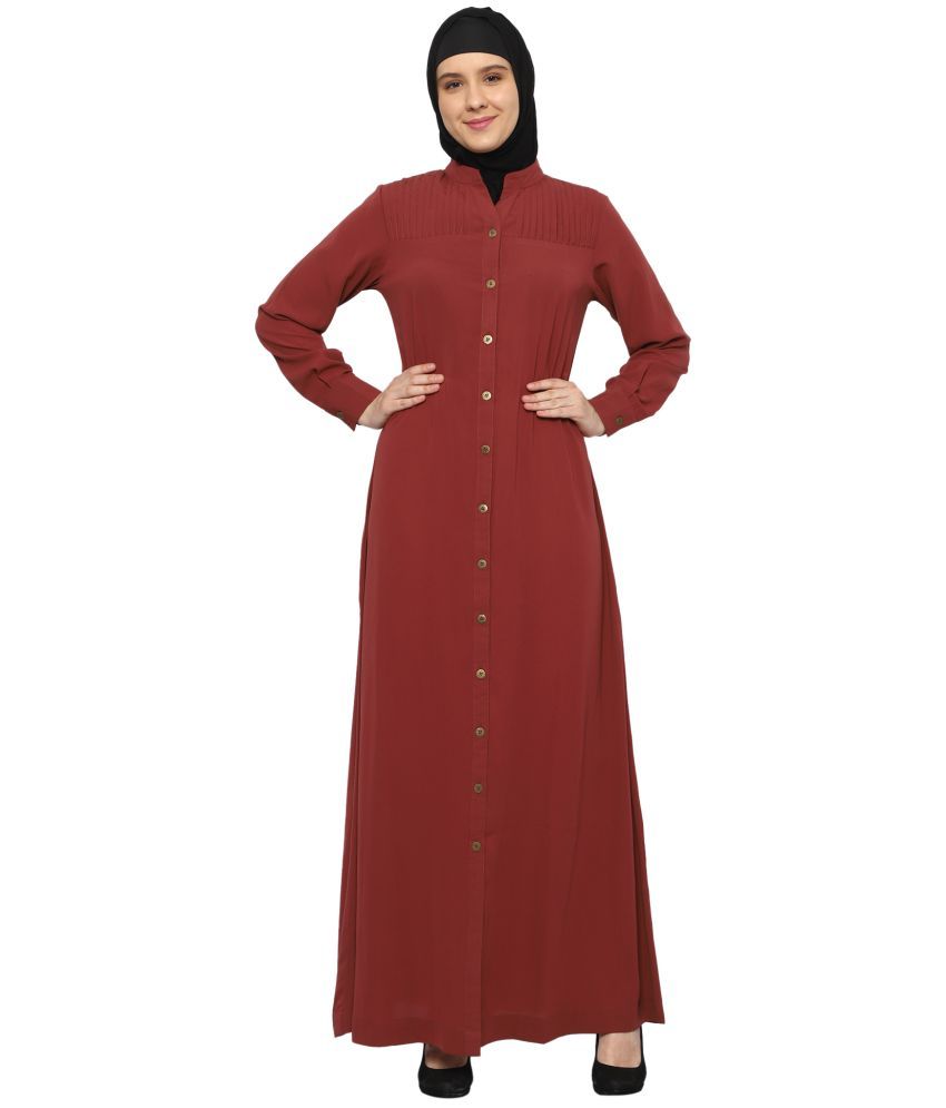     			Momin Libas Rust Polyester Stitched Burqas without Hijab -