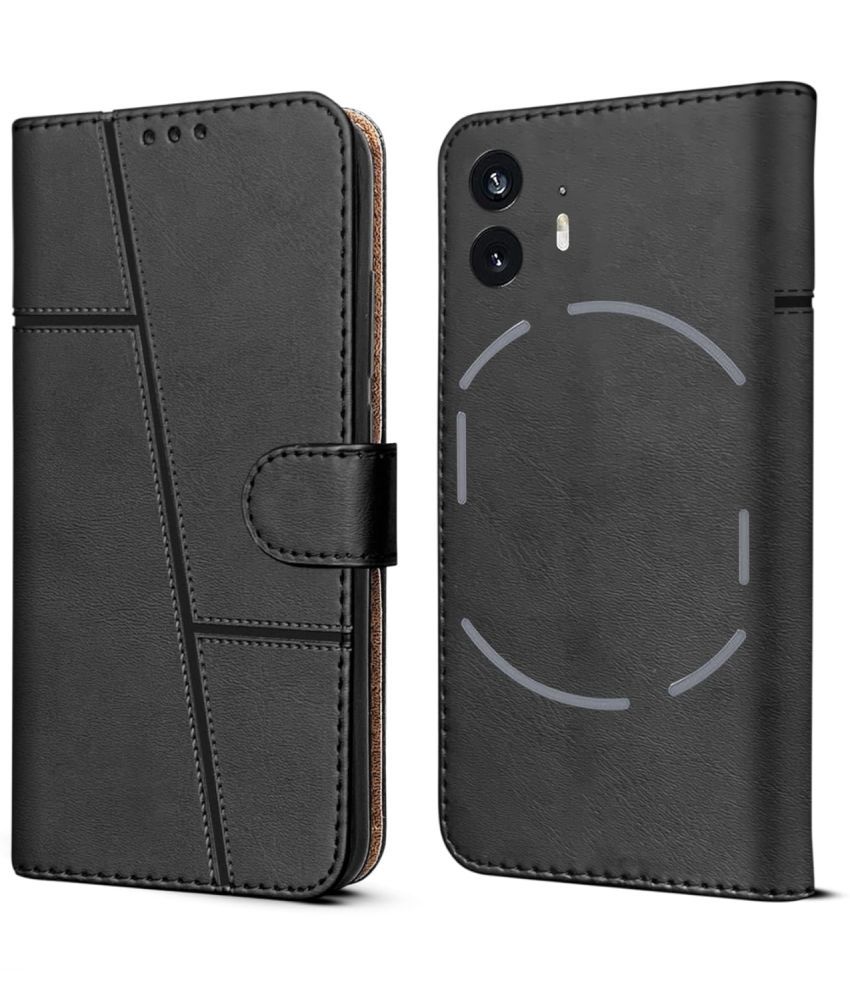     			NBOX Black Flip Cover Artificial Leather Compatible For Nothing Phone 2 ( Pack of 1 )