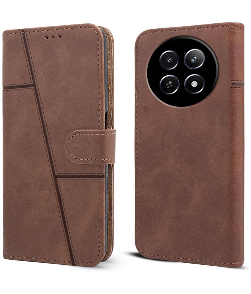     			NBOX Brown Flip Cover Artificial Leather Compatible For Realme 12 5G ( Pack of 1 )