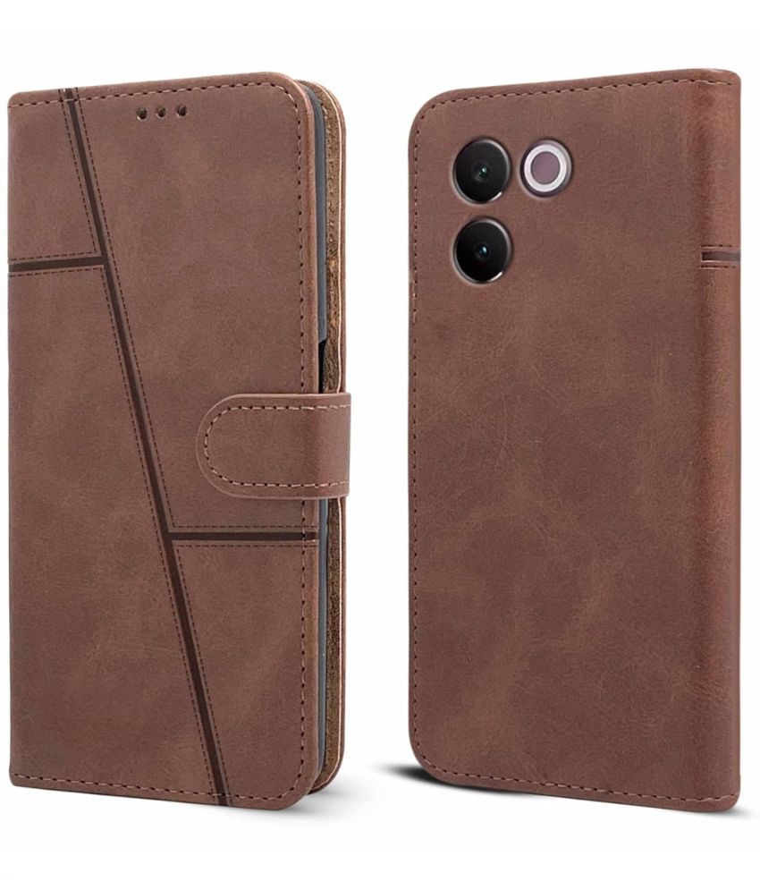     			NBOX Brown Flip Cover Artificial Leather Compatible For Vivo V30e 5G ( Pack of 1 )