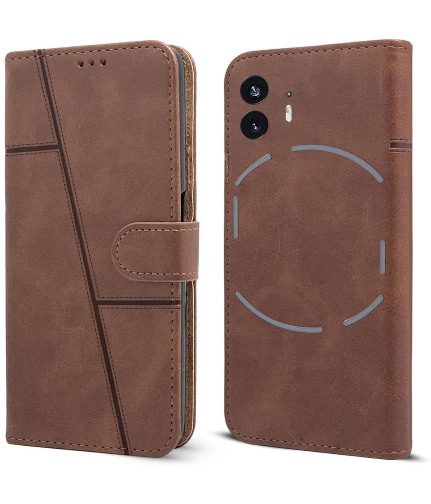     			NBOX Brown Flip Cover Artificial Leather Compatible For Nothing Phone 2 ( Pack of 1 )