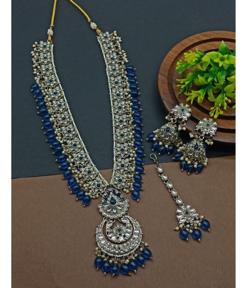     			Padmavati Bangles Blue Alloy Necklace Set ( Pack of 1 )