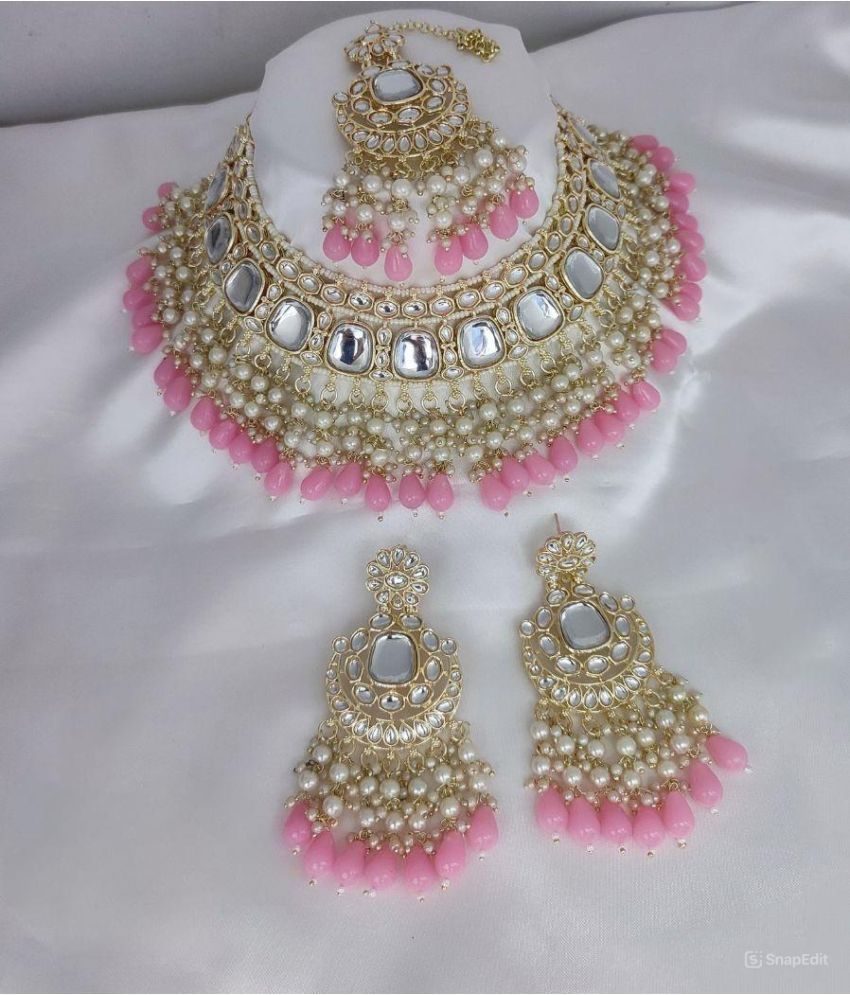     			Padmavati Bangles Pink Alloy Necklace Set ( Pack of 1 )