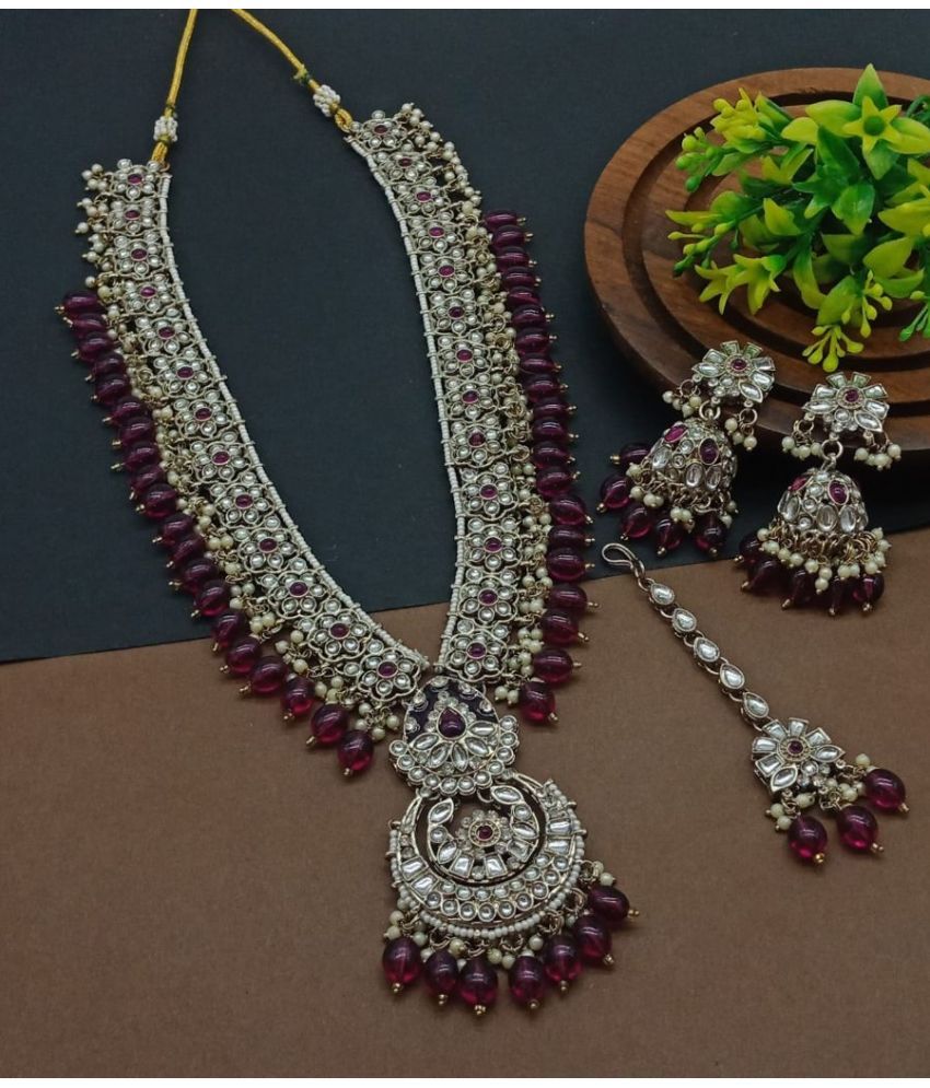     			Padmavati Bangles Wine Alloy Necklace Set ( Pack of 1 )