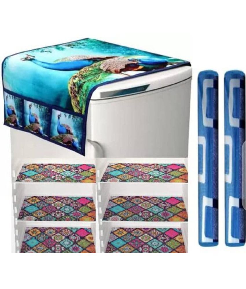     			Sanraksshan PVC Floral Fridge Mat & Cover ( 40 30 ) Pack of 6 - Multicolor