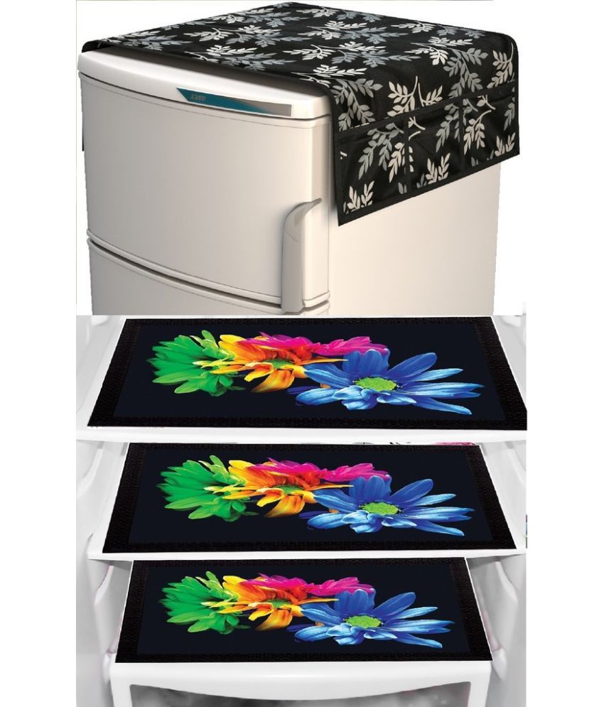     			Sanraksshan PVC Floral Fridge Mats ( 40 30 ) Pack of 4 - Multicolor