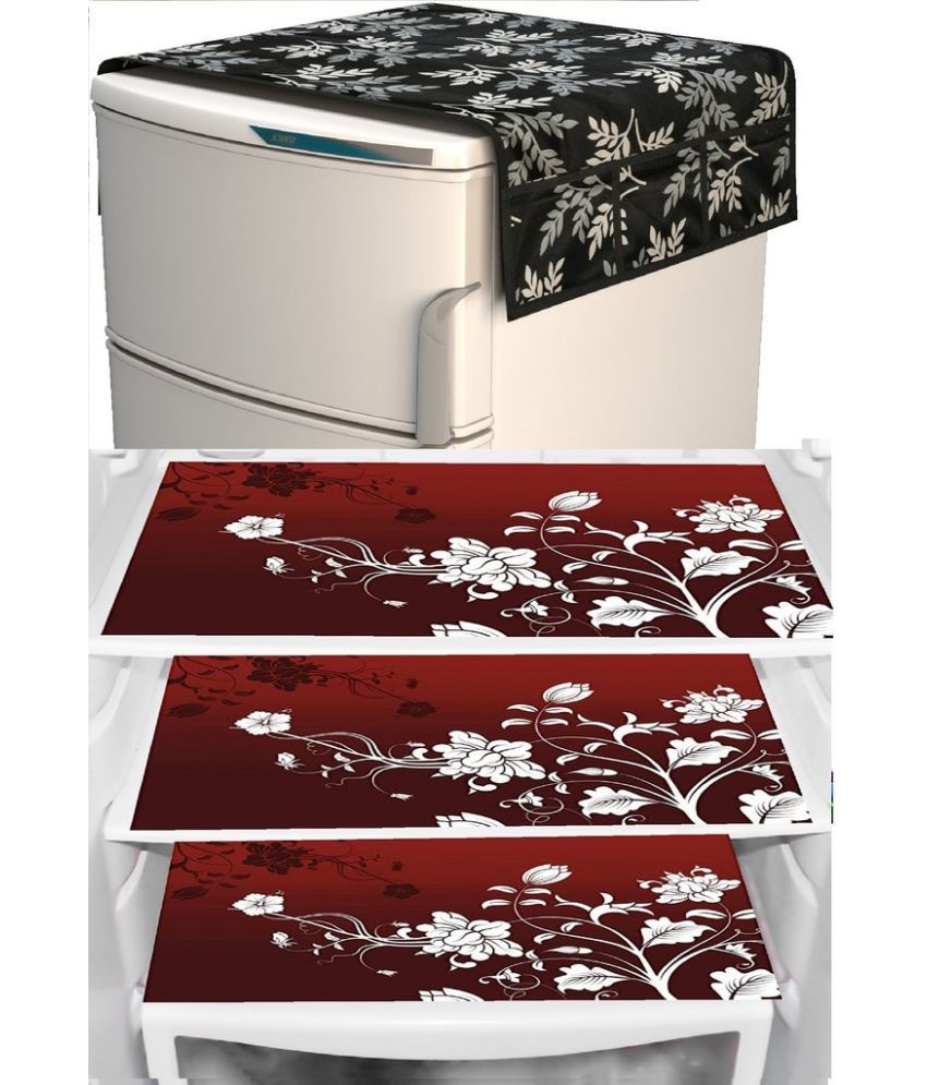     			Sanraksshan PVC Floral Fridge Mats ( 40 30 ) Pack of 4 - Multicolor