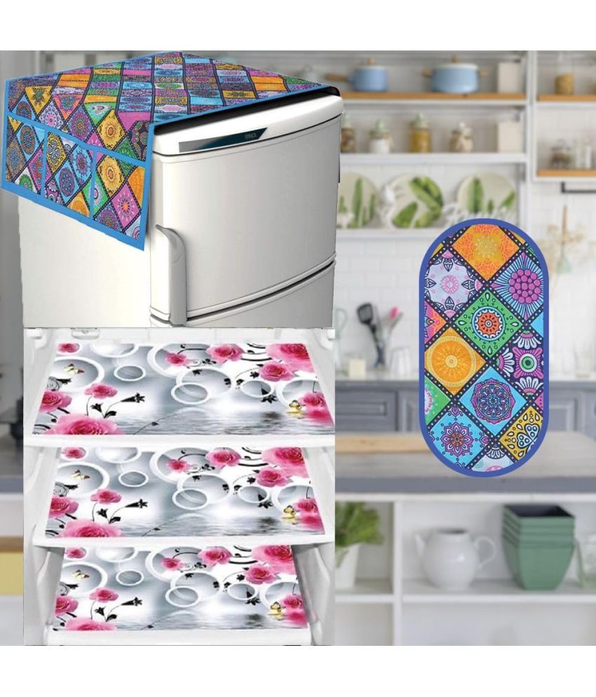     			Sanraksshan PVC Floral Fridge Mats ( 40 30 ) Pack of 5 - Multicolor