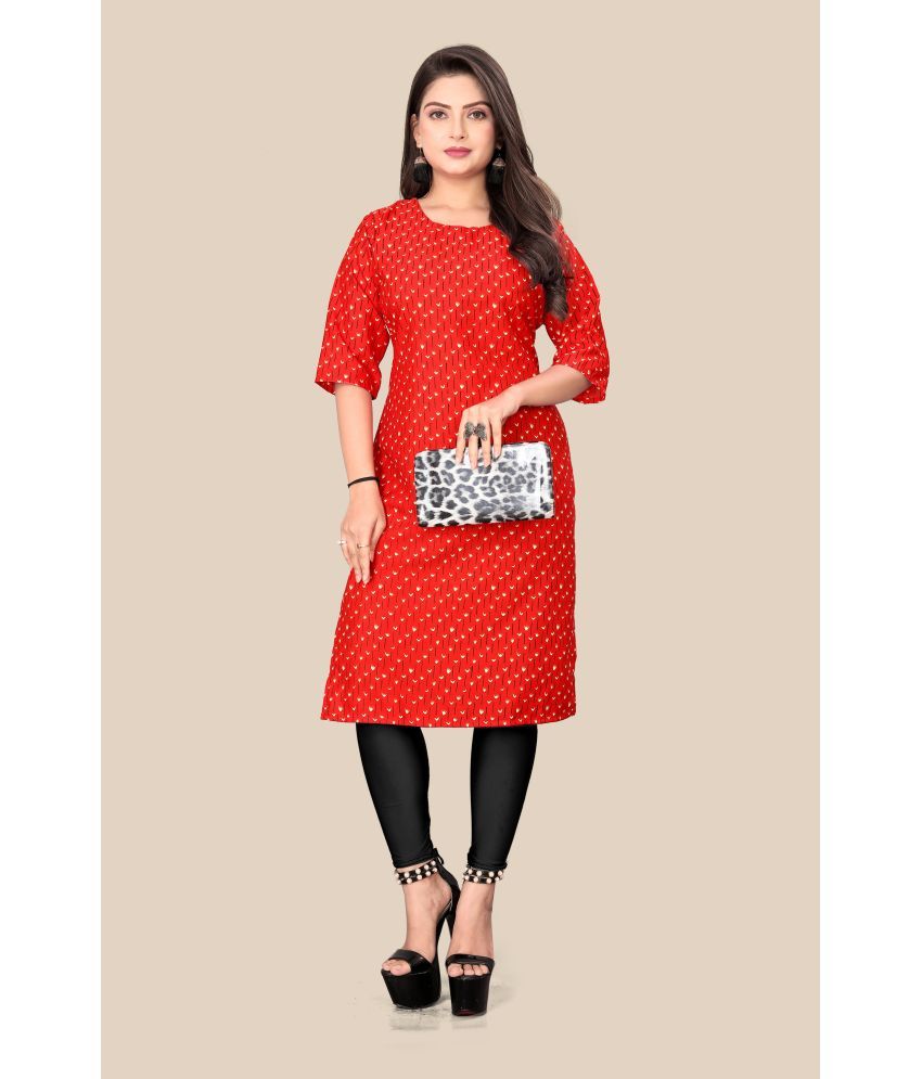     			Sukhvilas Fashion Crepe Printed Straight Women's Kurti - Red ( Pack of 1 )