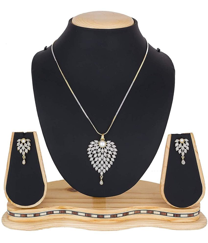     			Sunhari Jewels White Pendant set ( Pack of 1 )