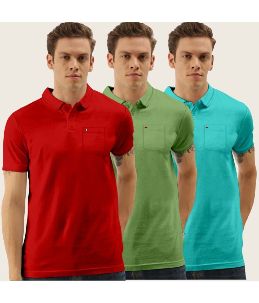     			TAB91 Cotton Blend Slim Fit Solid Half Sleeves Men's Polo T Shirt - Maroon ( Pack of 3 )