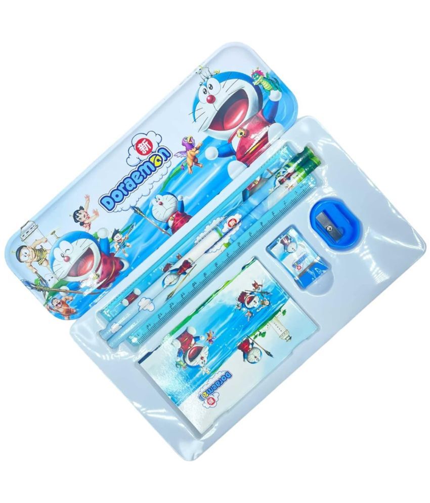     			TOY DEKHO Bag Shape Cartoon Printed Stationery Gift Pack for Kids/ Art Plastic Pencil Box Set for Kids Boys and Girls/ Combo Stationary Gift Sets / designed stationery Geometry Box Multi-Purpose Uses(DORAEMON BAG)