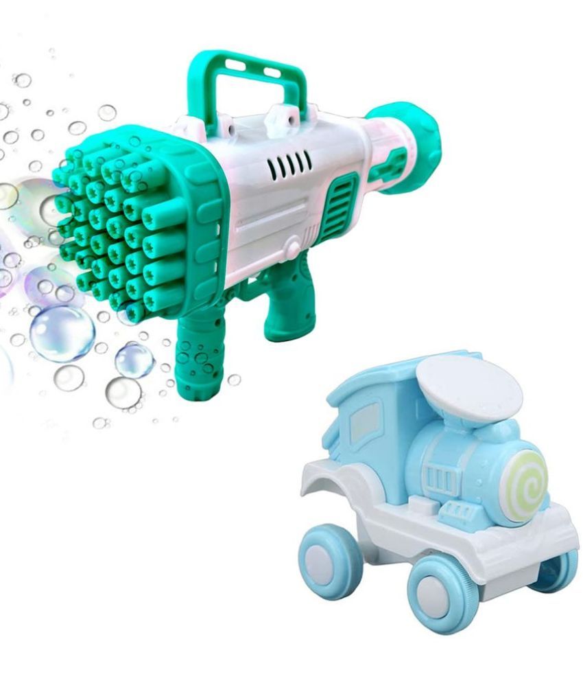     			TOY DEKHO Combo Super Socket 32 Holes Green Bubble Gun & Roll Stunt Small Locomotive Train, Educational Toys  For Kids Boys Age 3+ Years