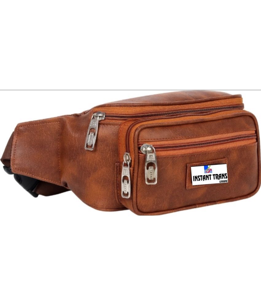     			TRANSLUGGAGE Leather BROWN Waist Pouch