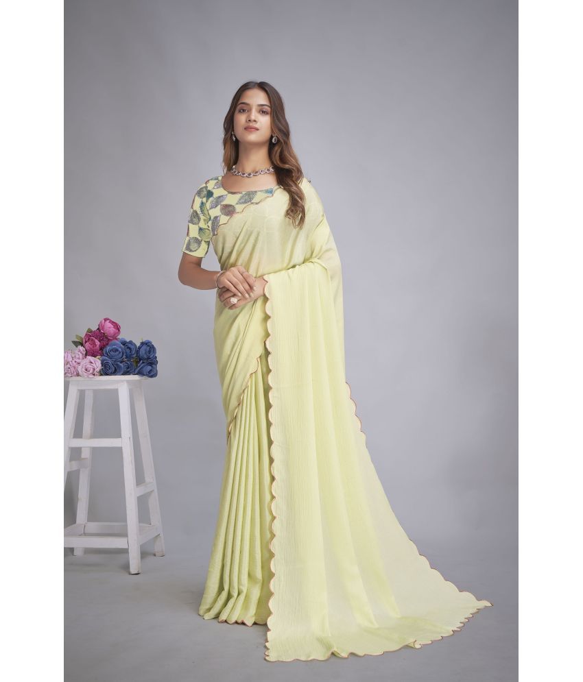     			A TO Z CART Chiffon Embellished Saree With Blouse Piece - Sea Green ( Pack of 1 )