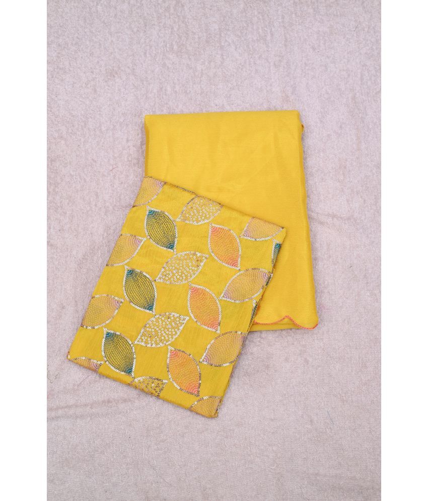     			A TO Z CART Chiffon Embellished Saree With Blouse Piece - Yellow ( Pack of 1 )