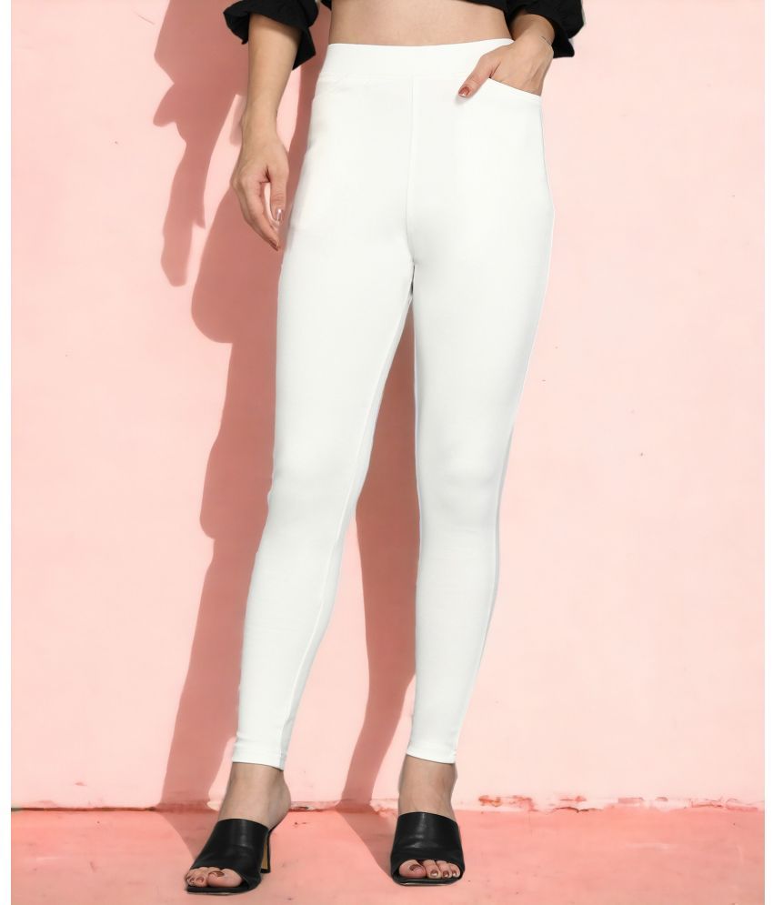     			Colorscube - White Polyester Women's Straight Pant ( Pack of 1 )