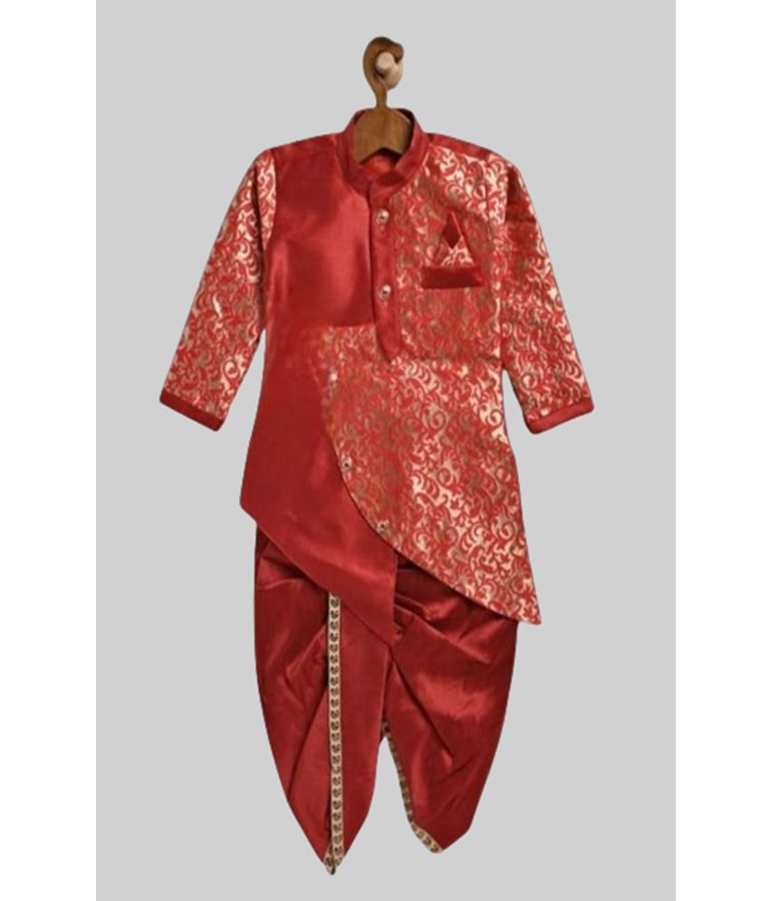     			Coxxup Maroon Silk Blend Boys Sherwani ( Pack of 1 )