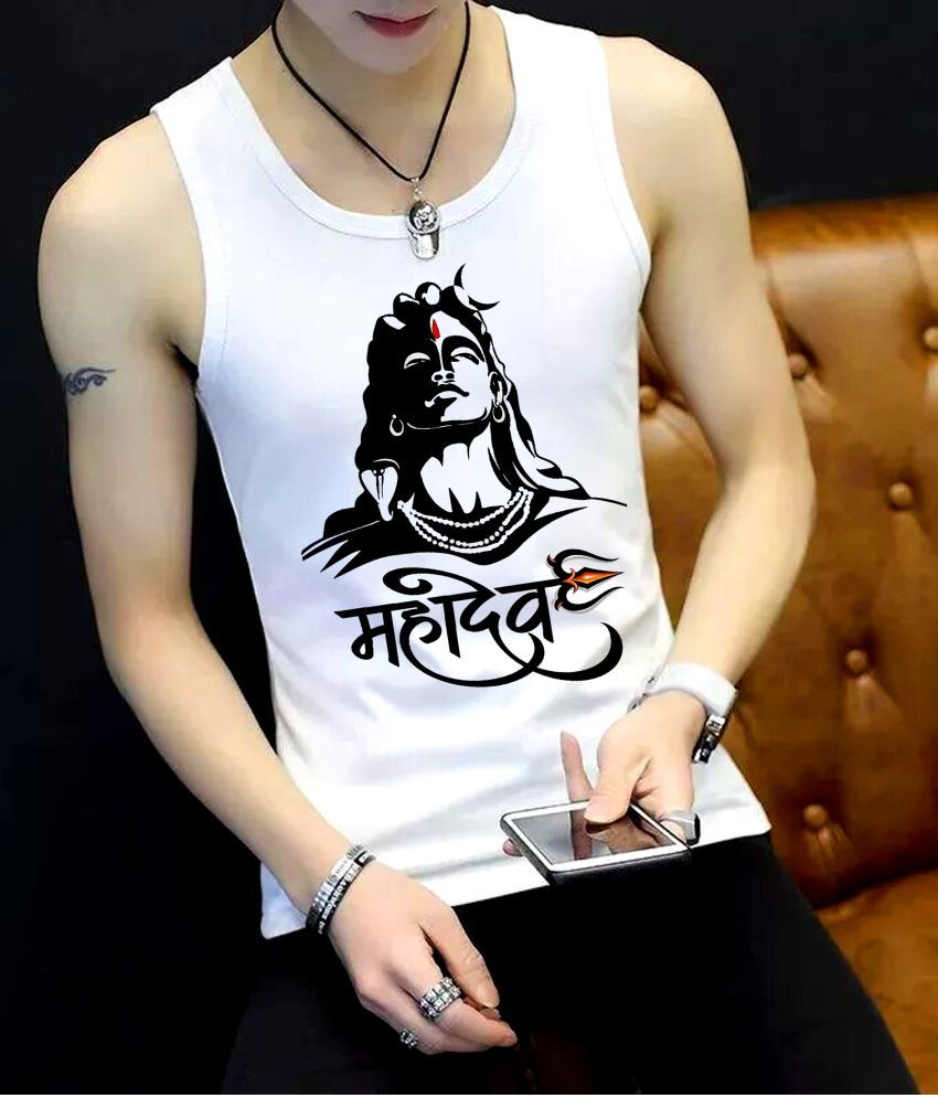     			EDApparels Polyester Men's Vest ( White ) Gym Vest for Man