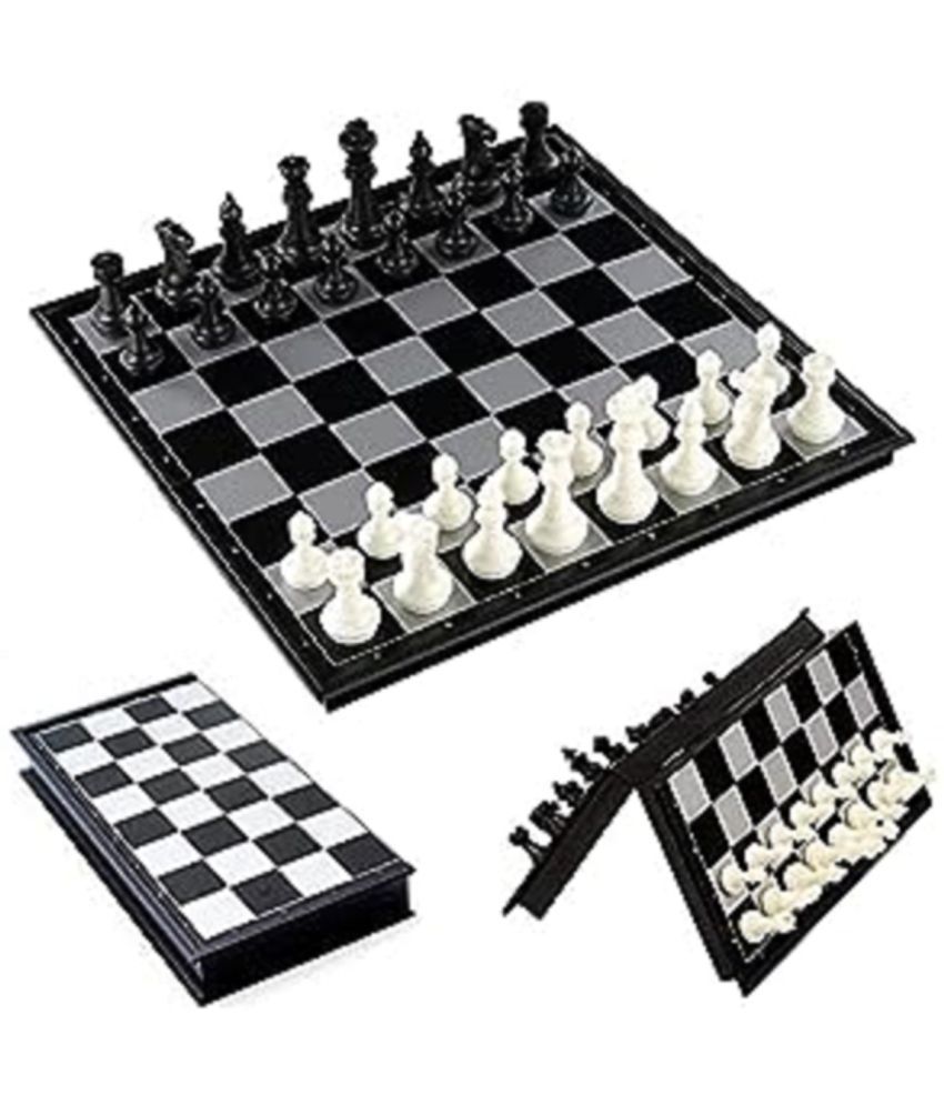     			FEDIFU  Chess Board Magnetic Chessboard Game Set Folding Travel Portable Case Travel Chessgame Premium Classic Black & Ivory Color Pieces Prefect Gift for Kids and Adults