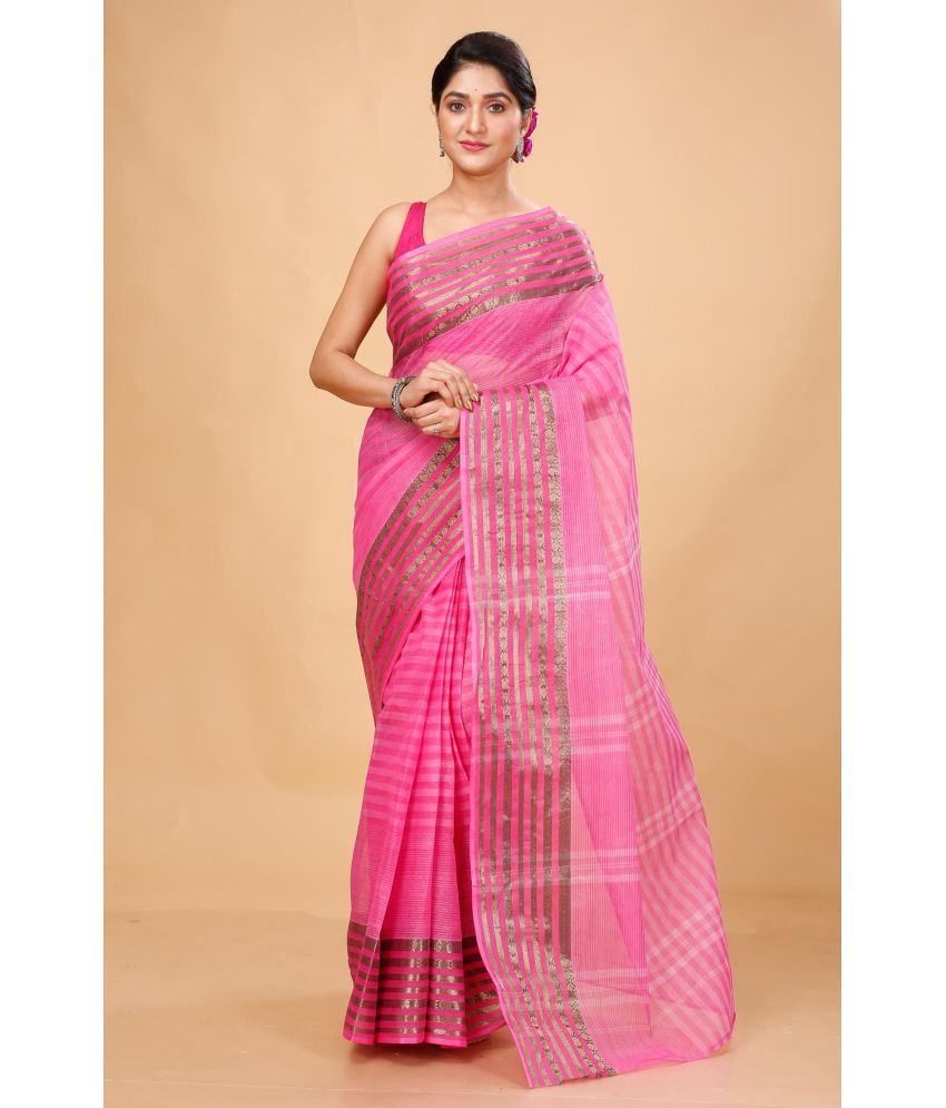     			Puspika Cotton Woven Saree Without Blouse Piece - Rani ( Pack of 1 )