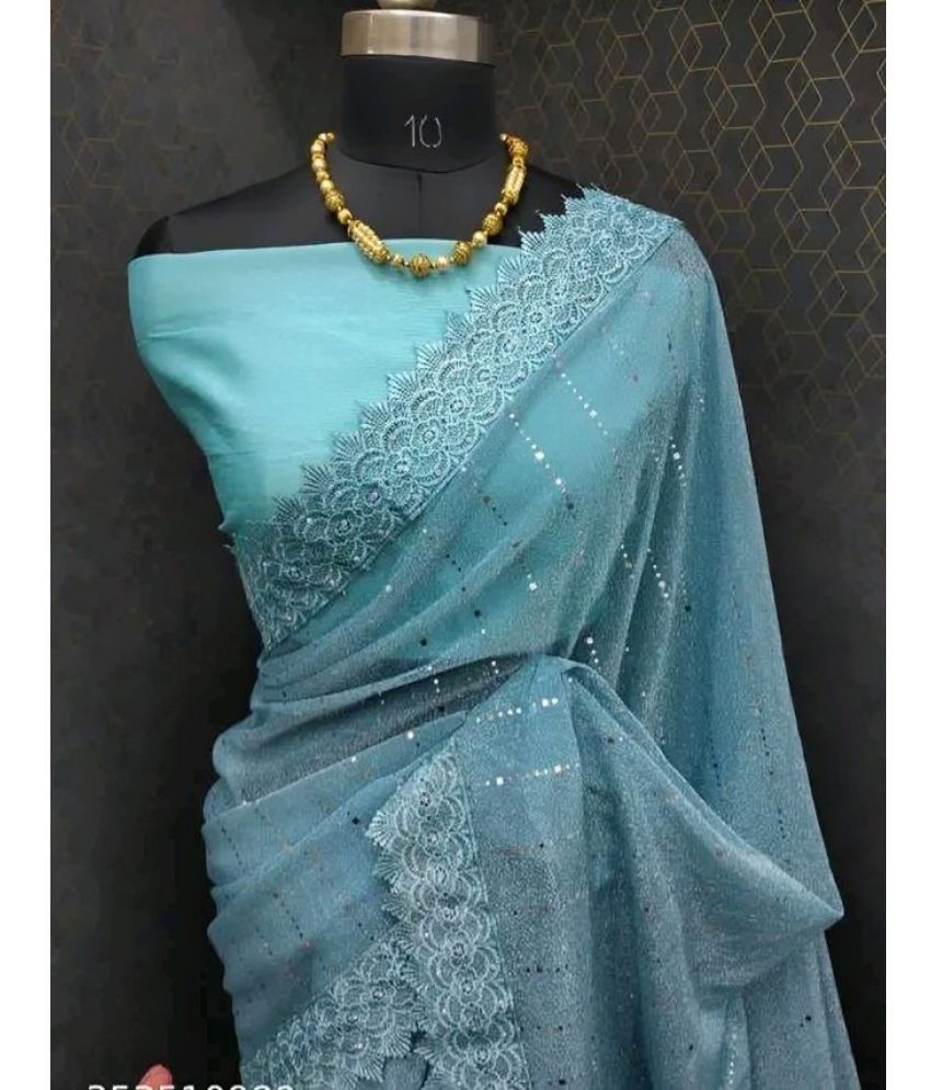     			Ruyu Lycra Embroidered Saree With Blouse Piece - Grey ( Pack of 1 )