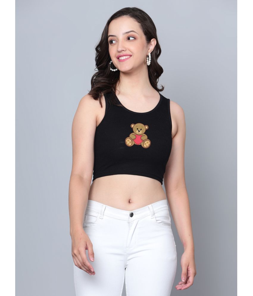     			fashion and youth Black Cotton Blend Women's Crop Top ( Pack of 1 )