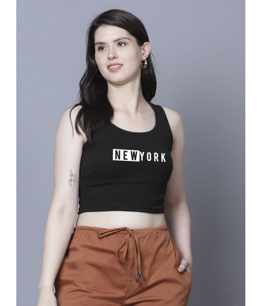     			fashion and youth Black Cotton Blend Women's Crop Top ( Pack of 1 )