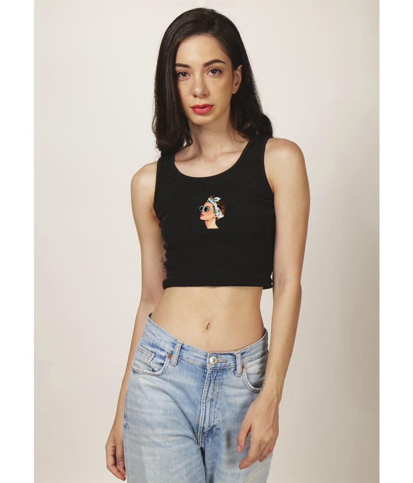     			fashion and youth Black Cotton Blend Women's Crop Top ( Pack of 1 )