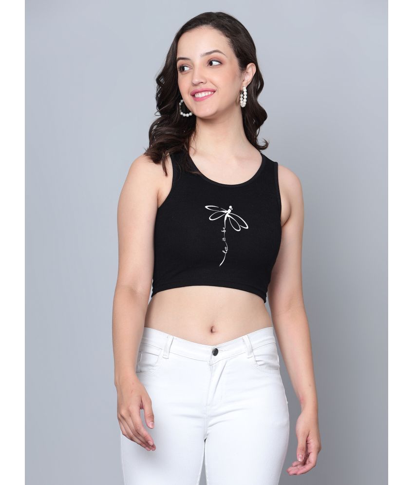     			fashion and youth Black Cotton Blend Women's Crop Top ( Pack of 1 )