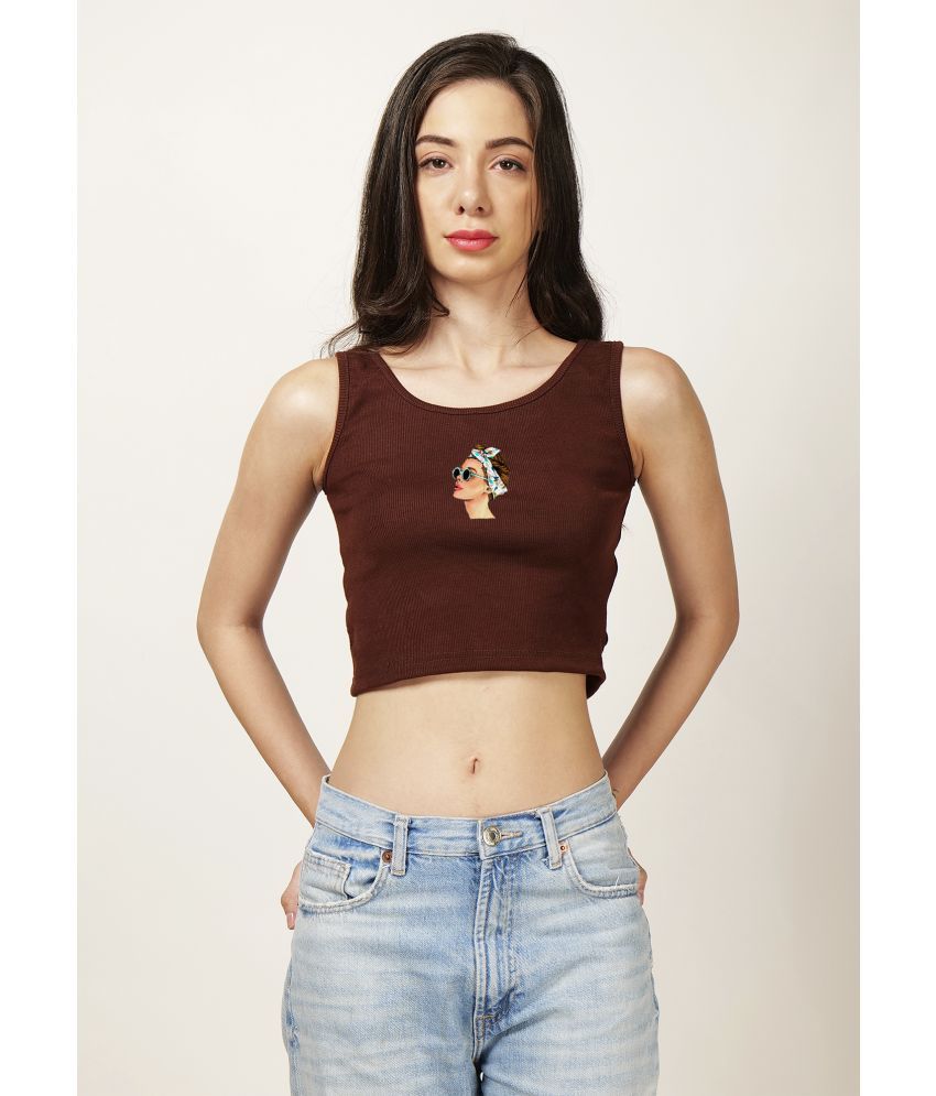     			fashion and youth Brown Cotton Blend Women's Crop Top ( Pack of 1 )