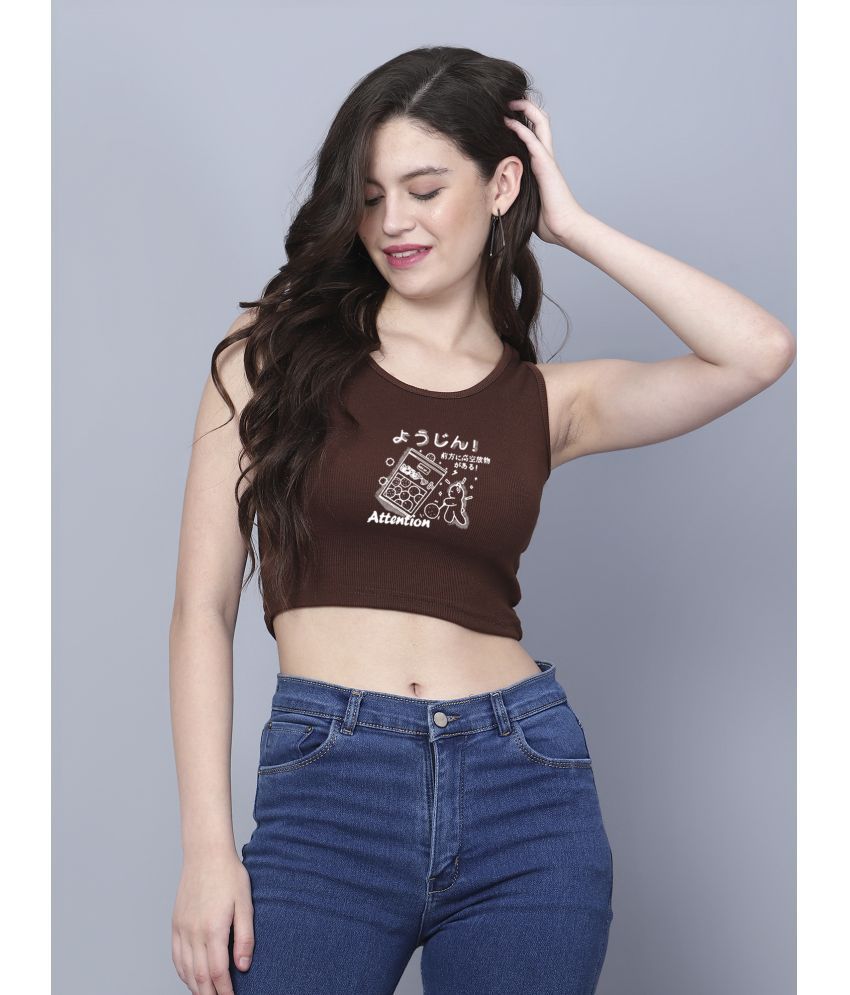     			fashion and youth Brown Cotton Blend Women's Crop Top ( Pack of 1 )