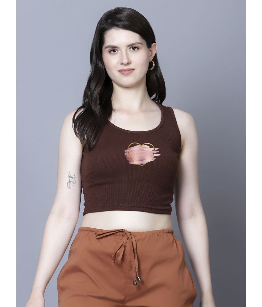     			fashion and youth Brown Cotton Blend Women's Crop Top ( Pack of 1 )