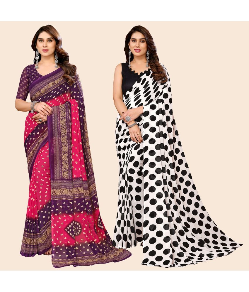     			ANAND SAREES Georgette Printed Saree With Blouse Piece - Multicolour ( Pack of 2 )