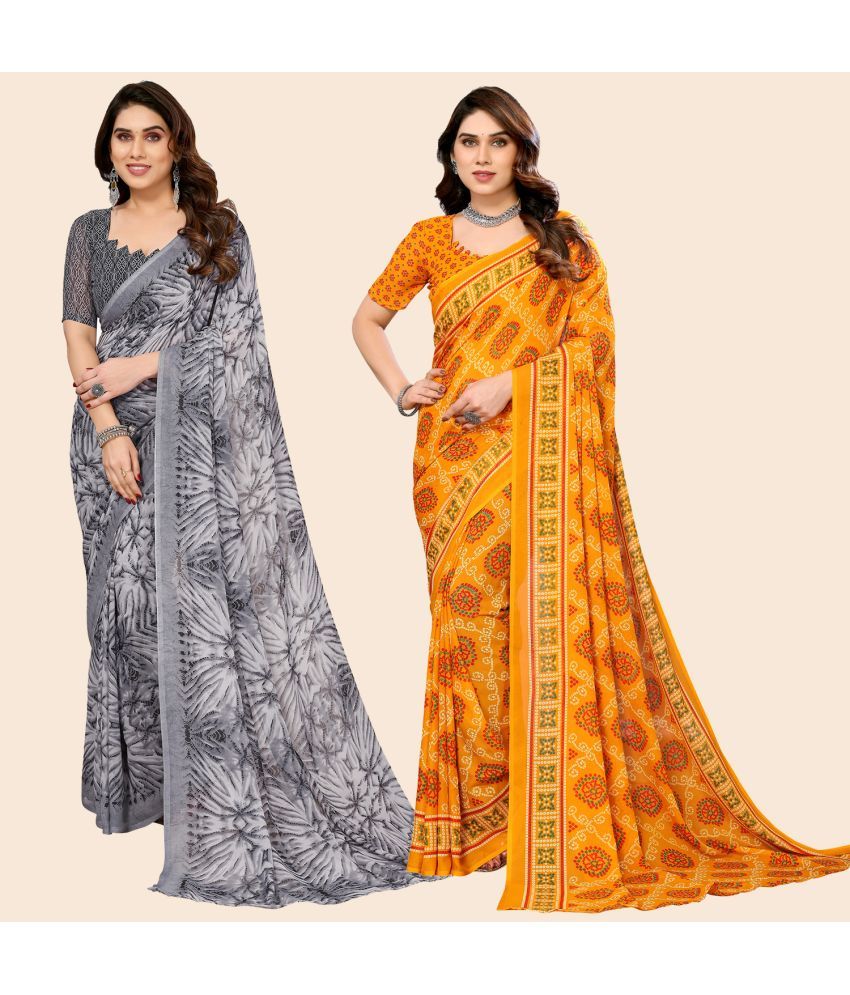     			ANAND SAREES Georgette Printed Saree With Blouse Piece - Multicolour ( Pack of 2 )