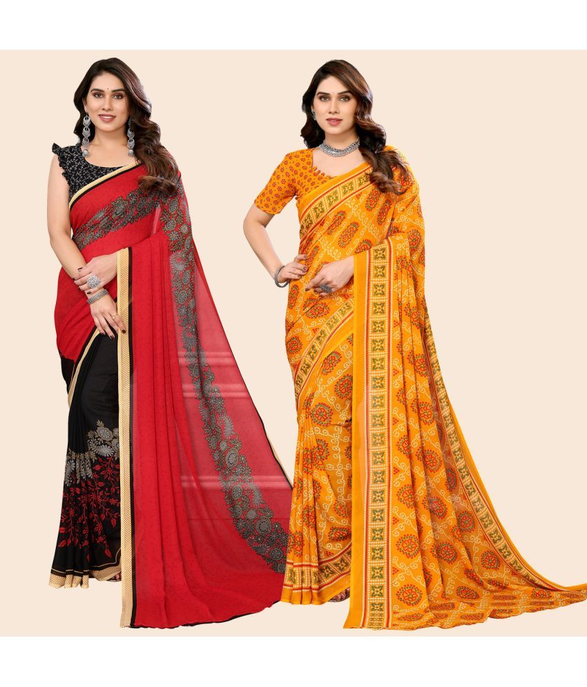     			ANAND SAREES Georgette Printed Saree With Blouse Piece - Multicolour ( Pack of 2 )