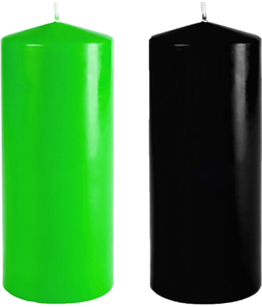     			ASIDEA Multicolour Pillar Candle 10 cm ( Pack of 2 )