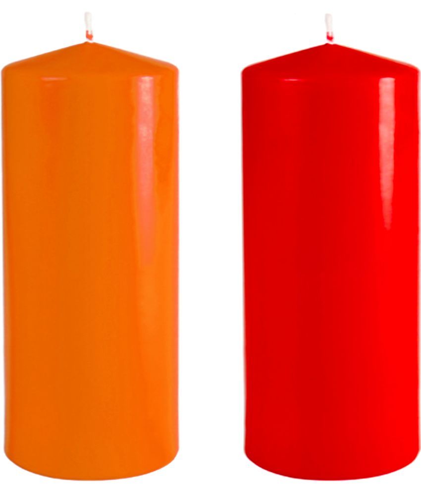     			ASIDEA Multicolour Pillar Candle 10 cm ( Pack of 2 )