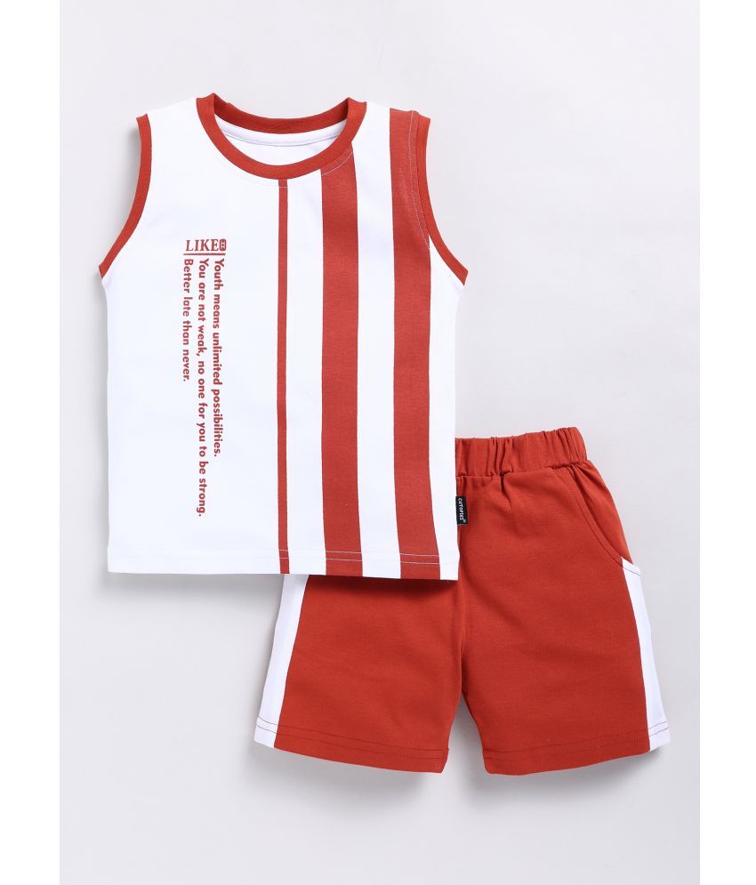     			CUTOPIES Pack of 1 Boys Cotton T-Shirt & Shorts ( Rust )