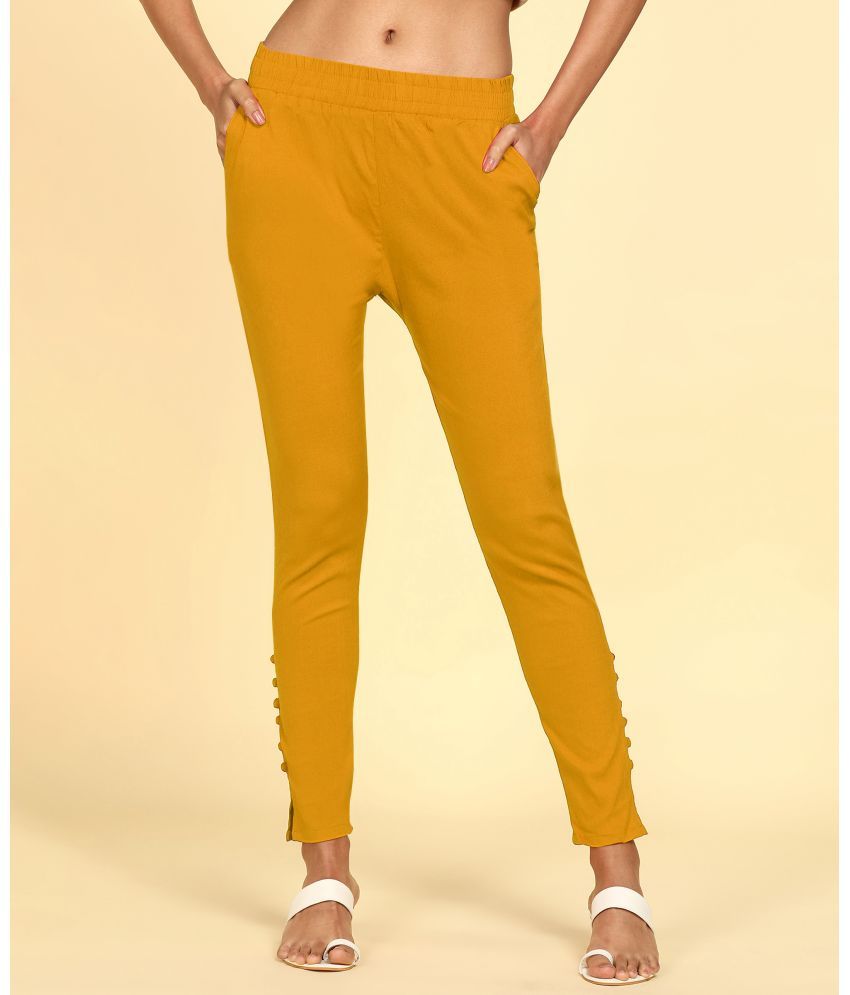     			Colorscube - Mustard Cotton Women's Pencil Pants ( Pack of 1 )