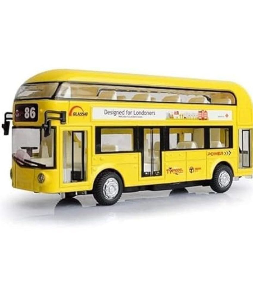     			FEDIFU Diecast Metal Double Decker Bus Toy Alloy London Bus Light & Music Open Door Collection Bus Toys For Boy Kids,Multicolor