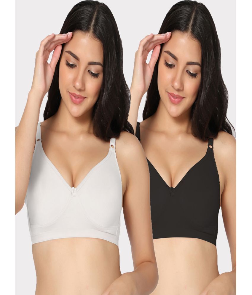     			IN CARE LINGERIE Pack of 2 Cotton Blend Non Padded Women's T-Shirt Bra ( Multicolor )