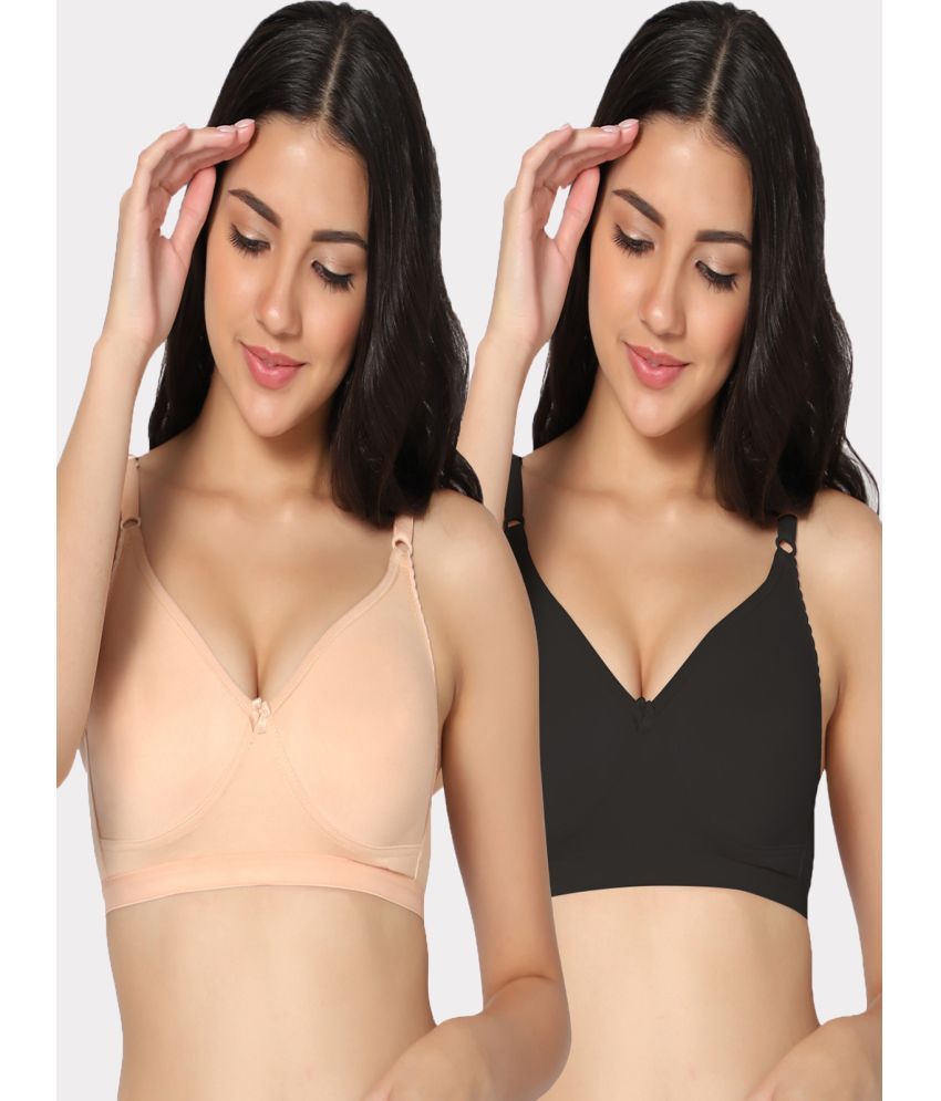     			IN CARE LINGERIE Multicolor Cotton Blend Non Padded Women's T-Shirt Bra ( Pack of 2 )