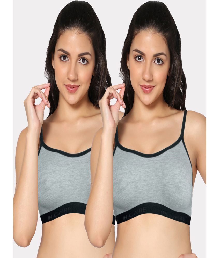     			IN CARE LINGERIE Pack of 2 Cotton Blend Non Padded Women's Cami bra ( Multicolor )